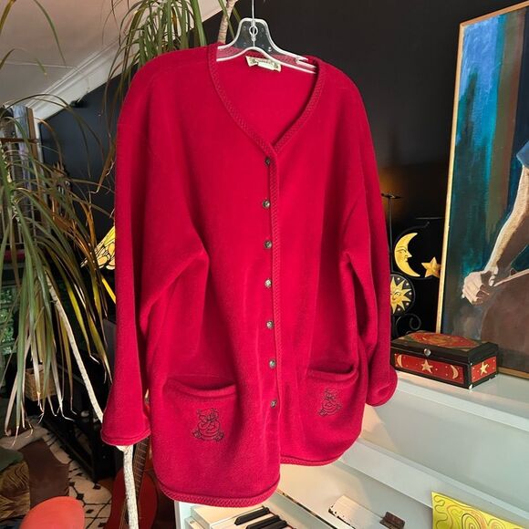 Vintage Y2K Transit Red Women's Cardigan Sweater Size L - Picture 9 of 16